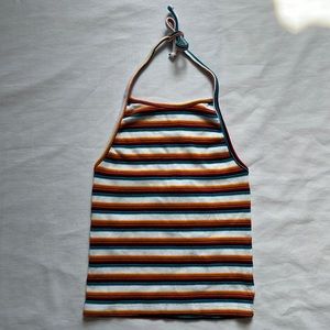 ✨3/$20✨ Brandy Melville cropped halter rainbow stripe tank
